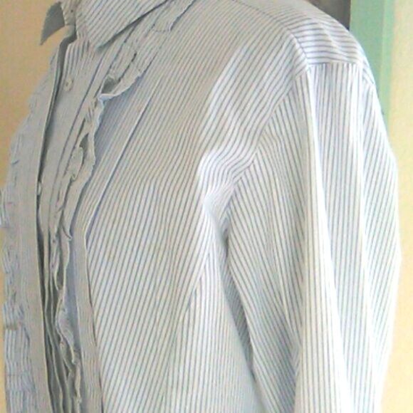 Marina Sport Striped, Ruffled Blouse. - Picture 3 of 12
